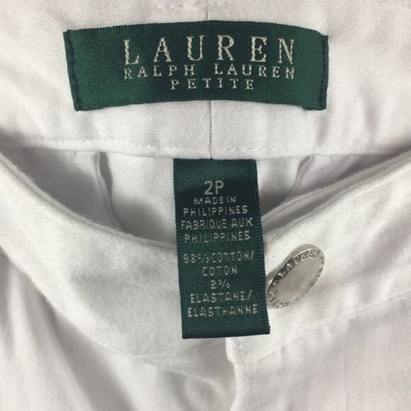 Lauren Ralph Lauren White Petite Straight-Leg Pants 2P Cotton/Elastane Blend - Picture 4 of 5